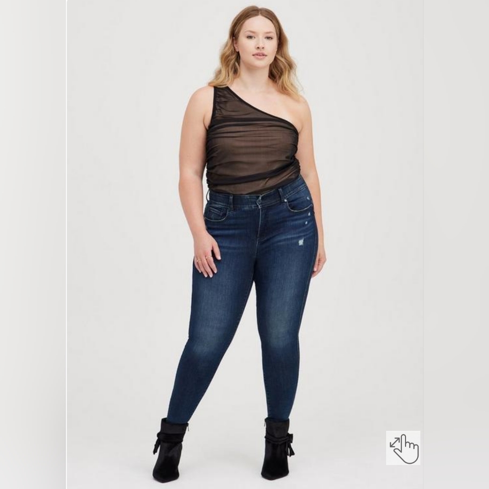 $15 Or Two For $20 Mesh One Shoulder Contrast Lining Top torrid size 1